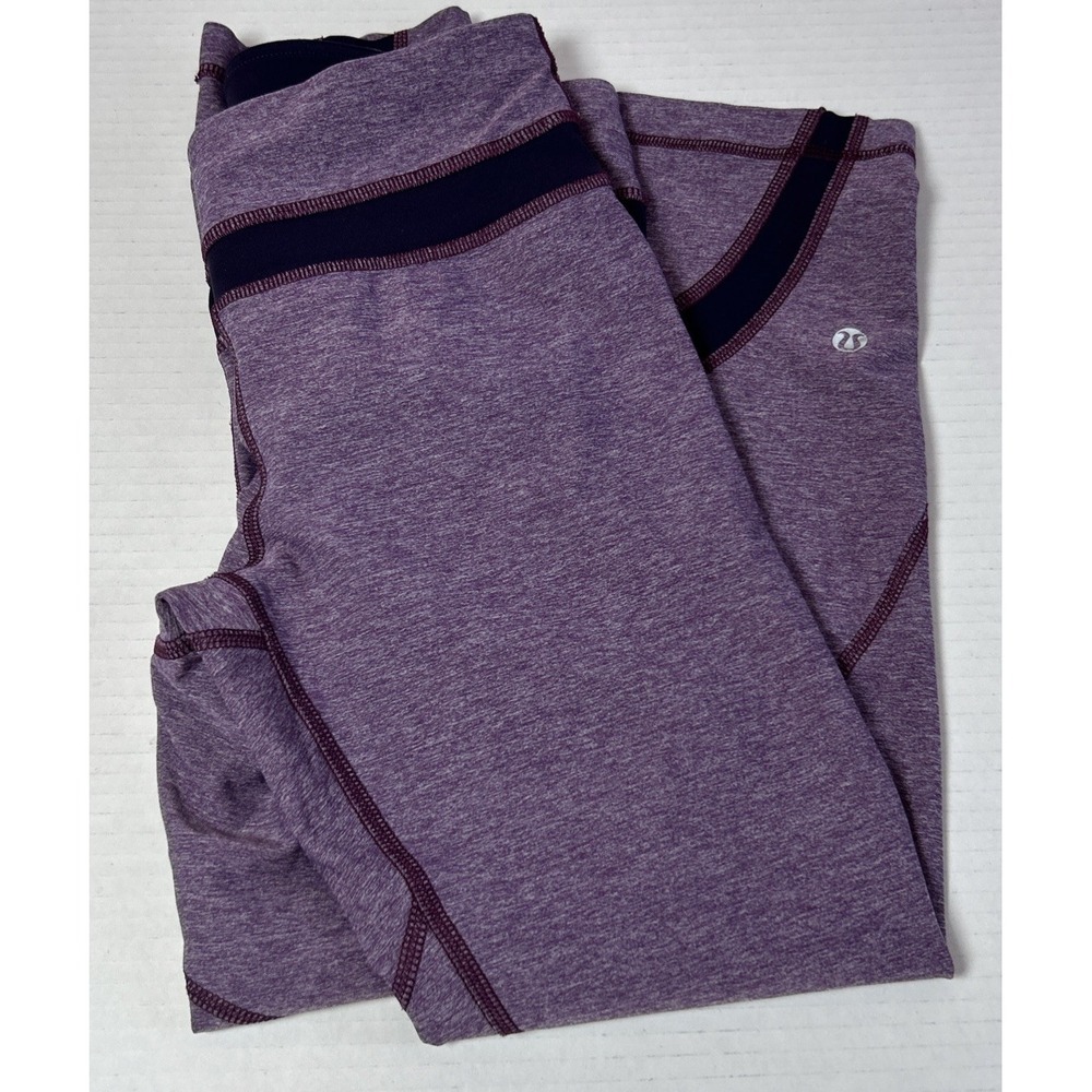 Lululemon Cropped Purple Leggings Back Pocket Size 6 Preowned - Picture 1 of 8